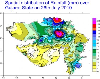 gujarat rainfall over state relation monsoon pressure systems study low case spatial distribution fig