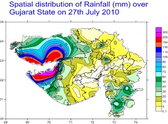 gujarat state over rainfall pressure low monsoon relation systems study case spatial distribution fig